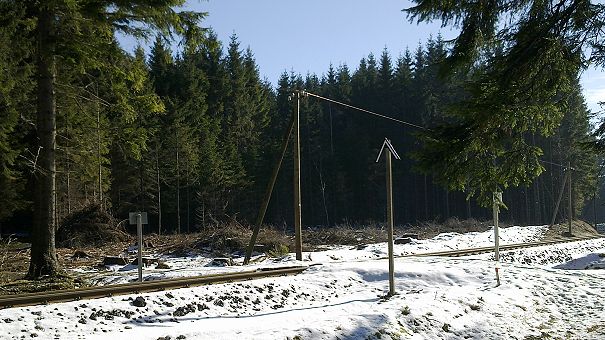 Neue Freileitung nach NHB - Foto: Sammlung Peter Simon, Zell