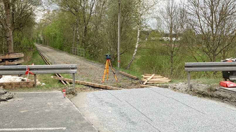 Zeller Lokalbahn: Bauarbeiten Bahnübergang - Foto: Dennis Philipp, Münchberg